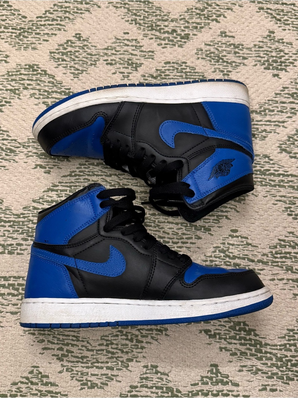 Nike Black and Royal Blue High-Top Basketball Sneakers